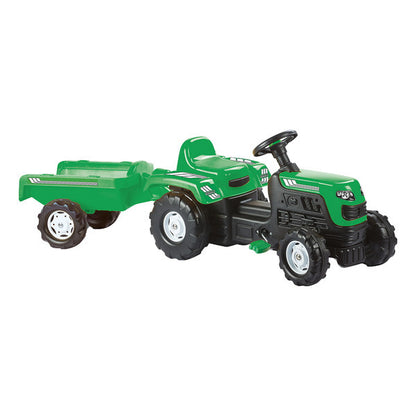 Dolu Traptractor Met Aanhanger &Amp; Claxon Groen/Zwart
