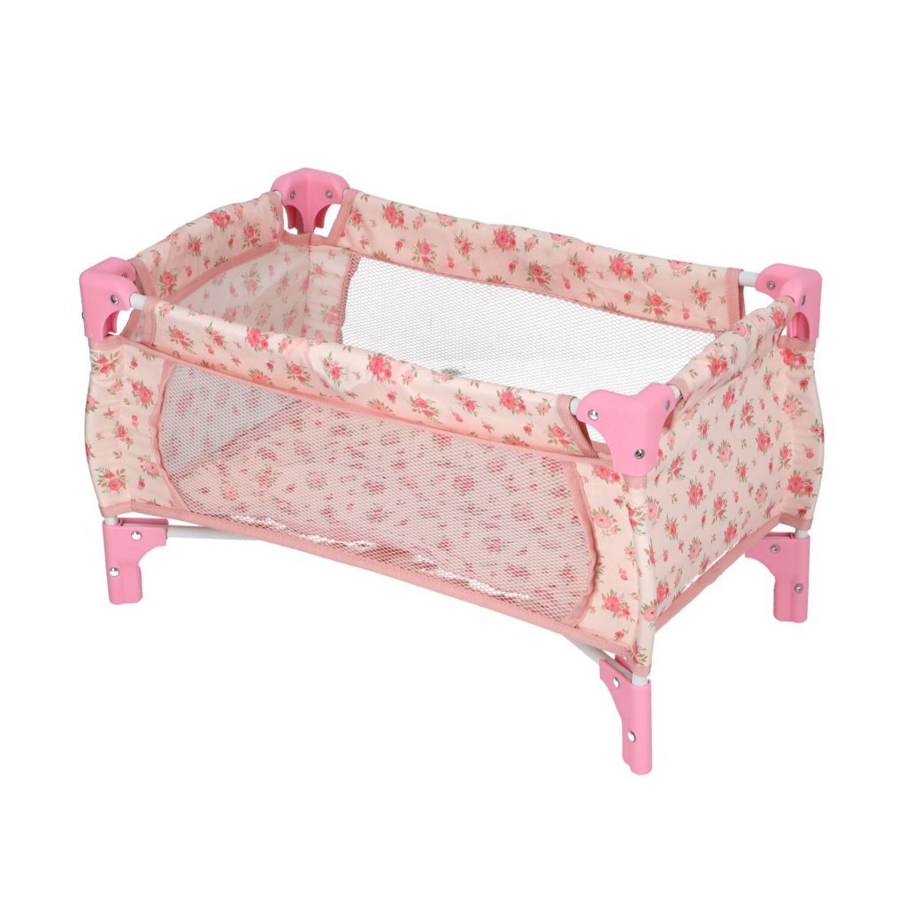 Poppenbed Opvouwbaar Bloemenpatroon Roze