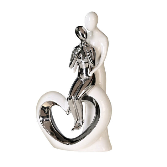 Keramisch beeld "Romance" wit/zilver, hoogte 33,5cm