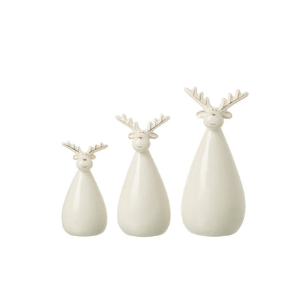 J-Line Set Van 3 Rendier Ovaal Lichaam Porselein Ecru