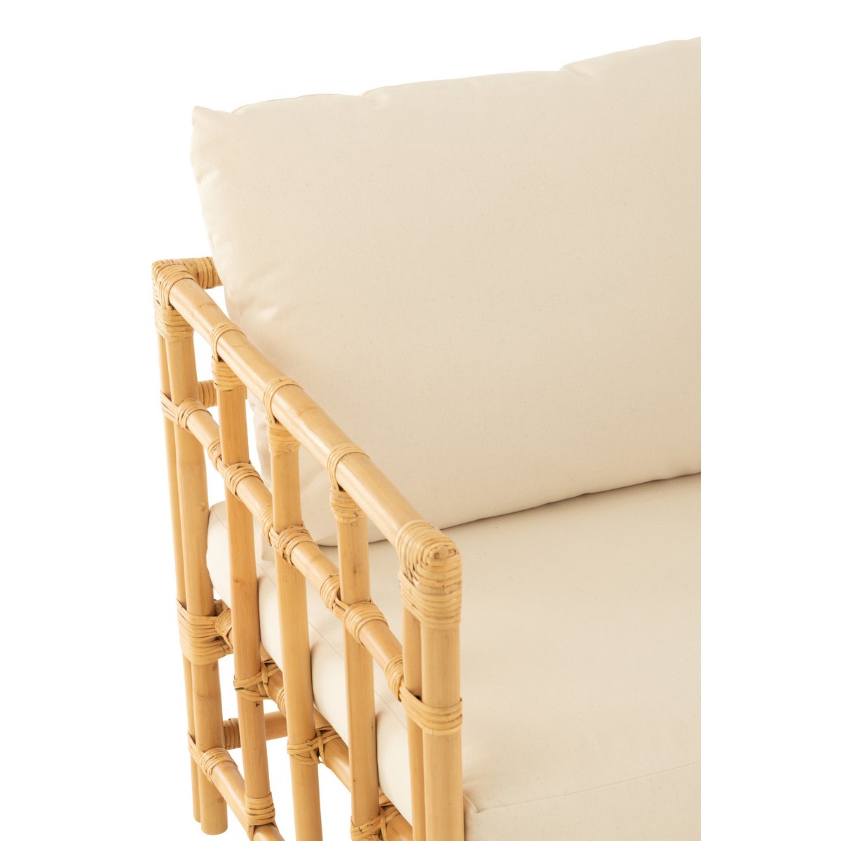 J-Line armstoel Elise + Kussen - rotan/textiel - naturel/wit