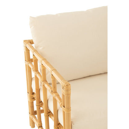 J-Line armstoel Elise + Kussen - rotan/textiel - naturel/wit