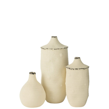 J-Line vaas Bay - keramiek - wit/zwart - large - 40.5 cm hoog