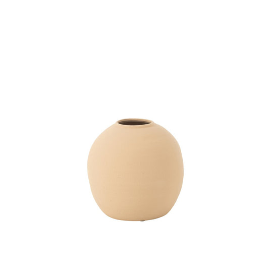 J-Line vaas Cassia Rond - keramiek - beige - small - Ø 29.5 cm