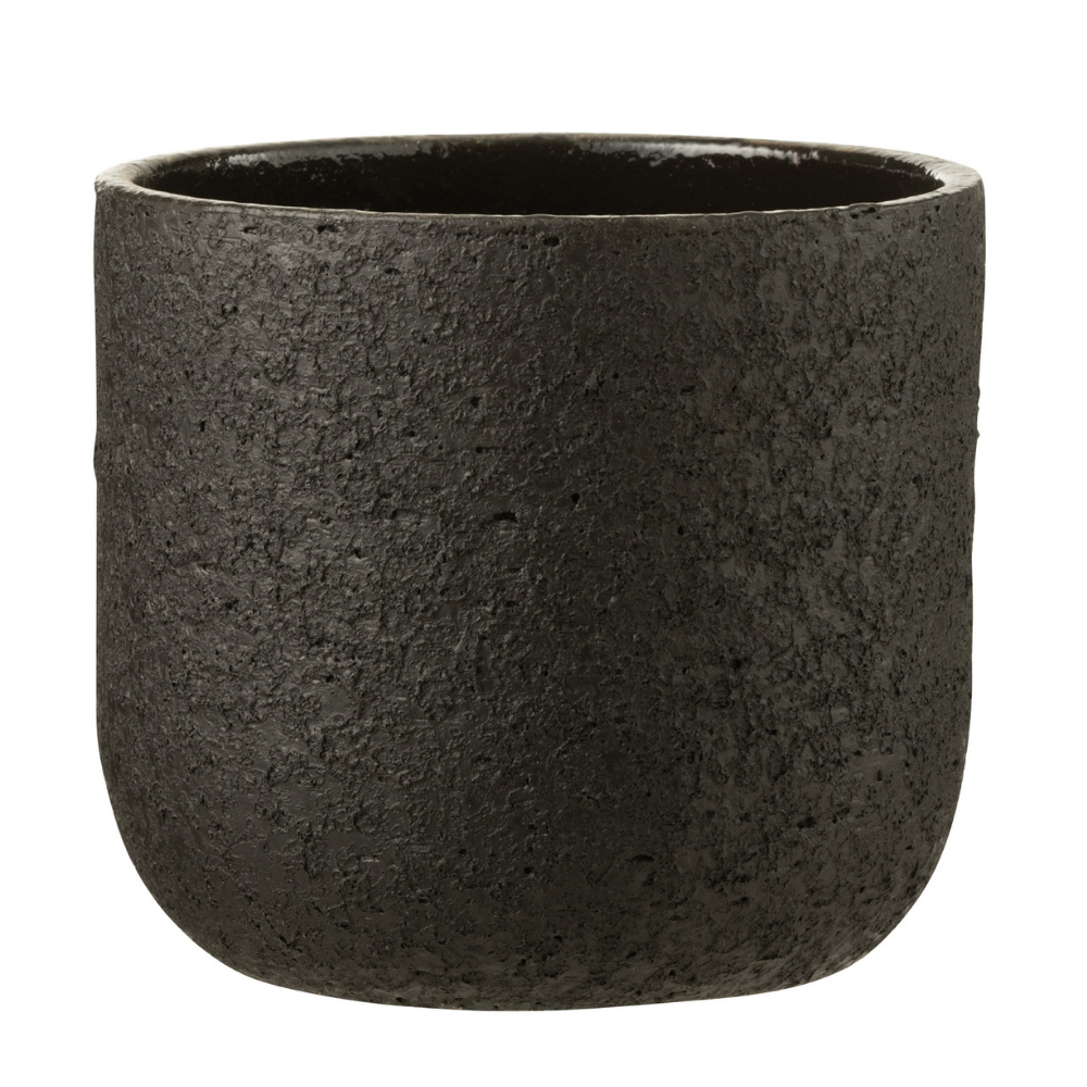 J-Line bloempot Ruw - keramiek - zwart - large - Ø 22 cm