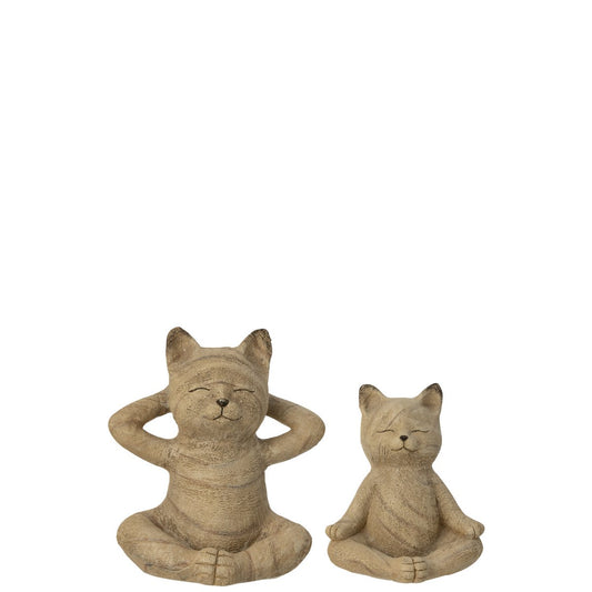 J-Line Set Van 2 Kat Yoga Wood Imitation Poly Naturel
