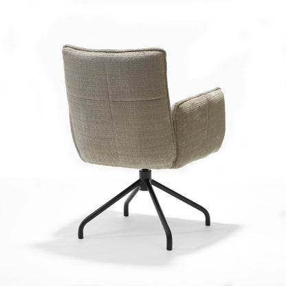 Nova armstoel Stof Cremona #14 Beige - 360 Draaibaar frame zwart P14