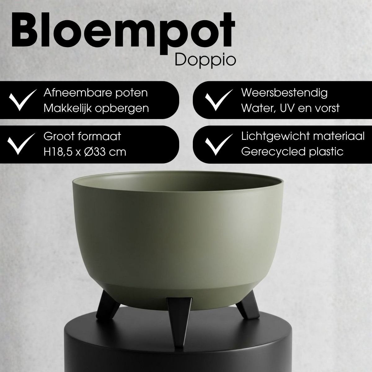 Plantenbak buiten Doppio Lichtgroen Ø33 cm H18,5 cm