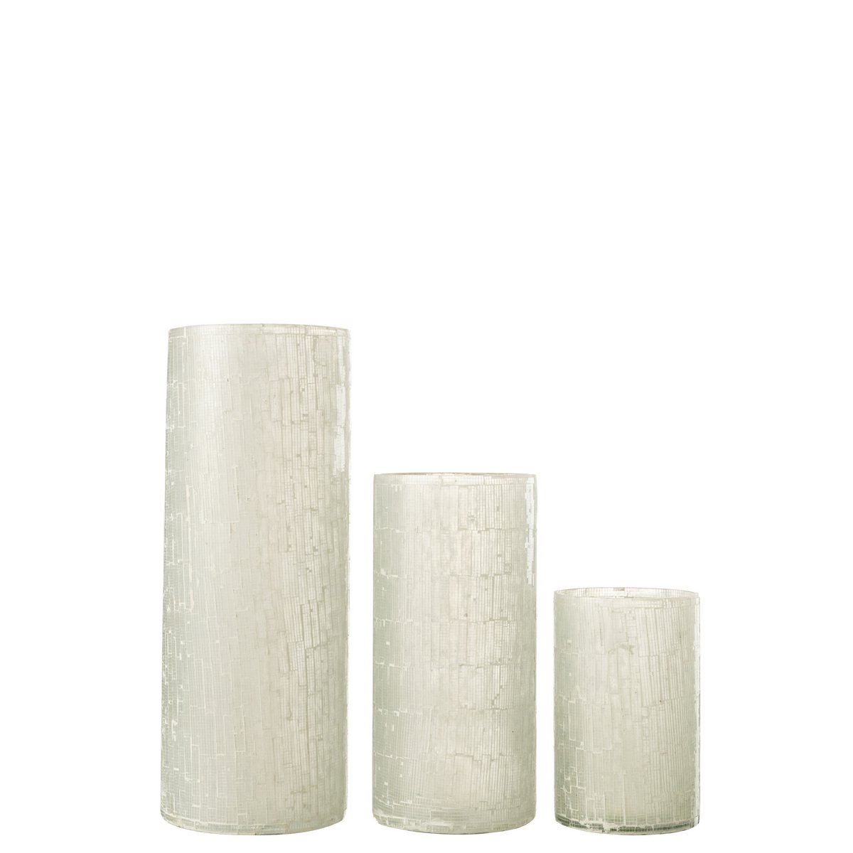J-Line vaas Mozaiek - glas - lichtgrijs - large - 43 cm hoog