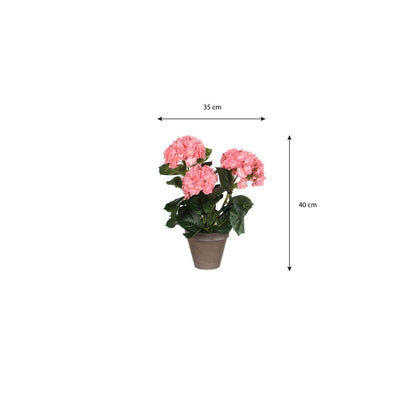 Hortensia Kunstplant in Bloempot Stan - H40 x Ø35 cm - Roze