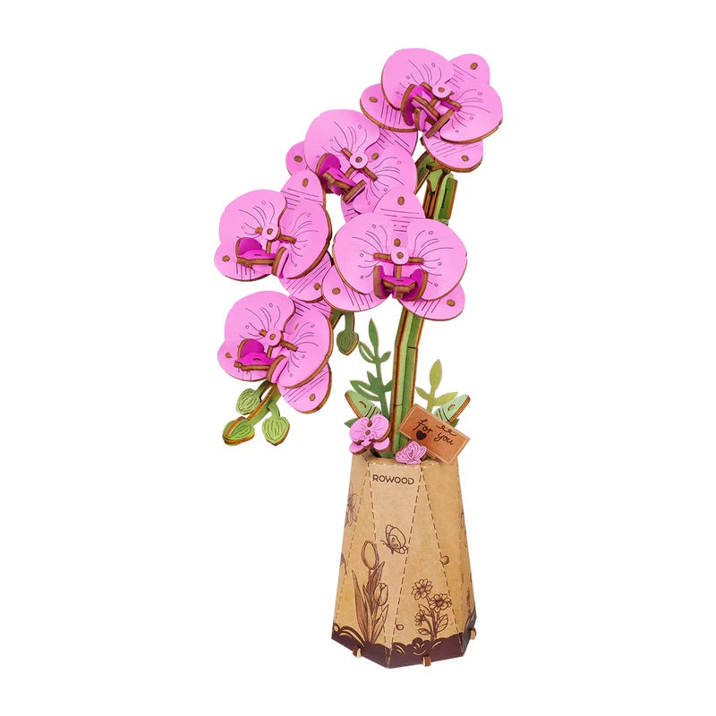 Houten bloem Paarse Orchidee