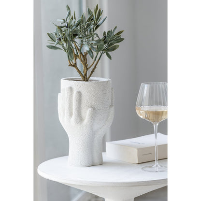 J-Line bloempot Handen - cement - wit - small - Ø 11 cm