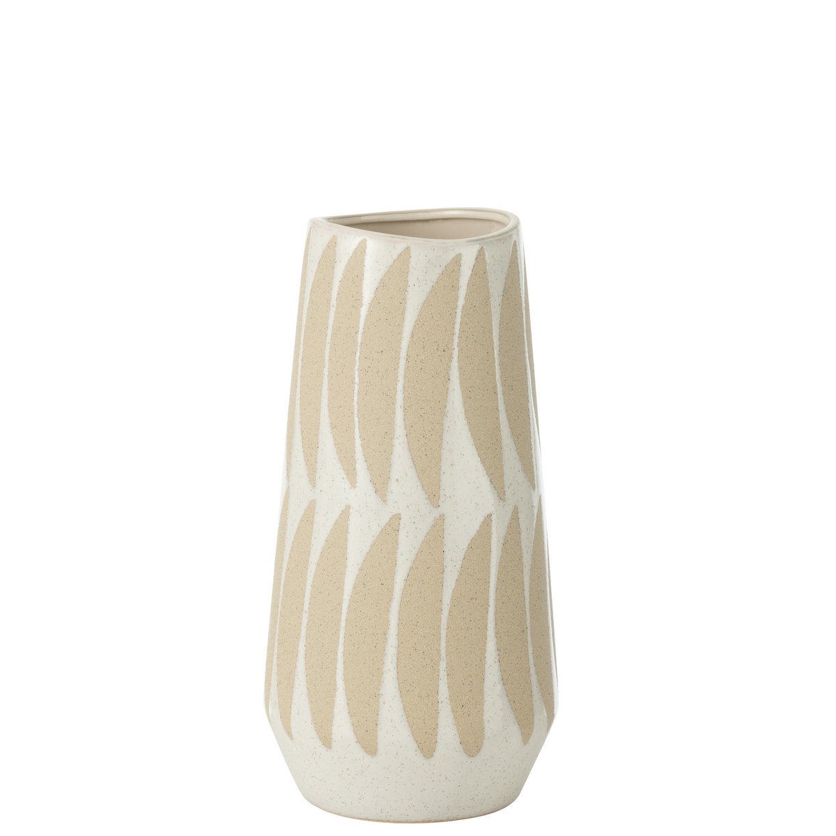 J-Line vaas Kai - keramiek - beige/wit - small - 32 cm hoog