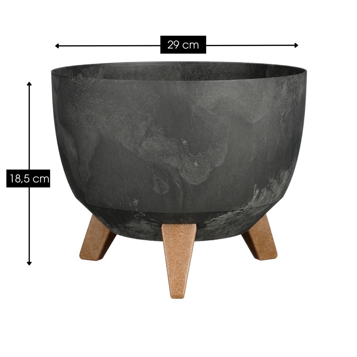 Plantenbak buiten Doppio Zwart Ø29cm H18,5 cm