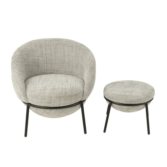 J-Line Loungestoel  +  Poef Ijzer Grijs/Zwart