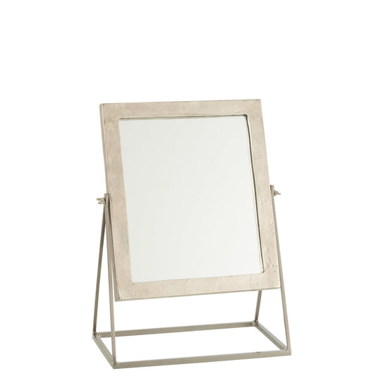 J-Line spiegel Vierkant Op Voet - metaal - zilver - 34 x 20 cm