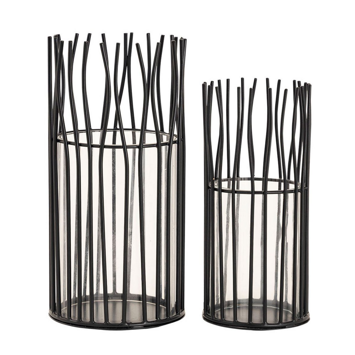 Kaarsenhouder set 2-delige teaight houder Wind Light Loft Black of Silver Candlestick Lanterns