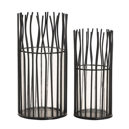 Kaarsenhouder set 2-delige teaight houder Wind Light Loft Black of Silver Candlestick Lanterns