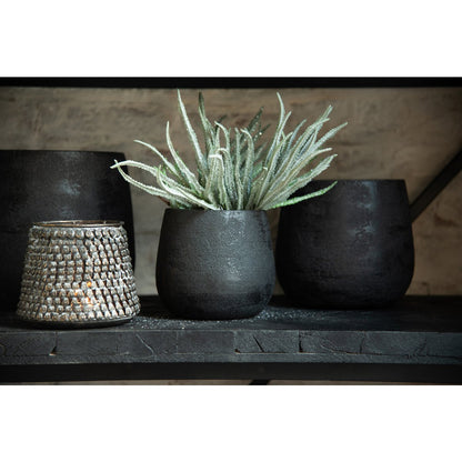 J-Line bloempot Oneffen - keramiek - zwart - large - Ø 23 cm