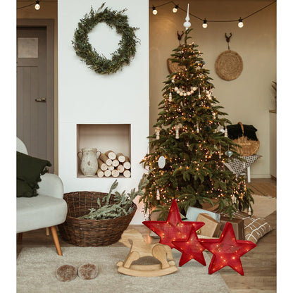 3 Set LED Decoration Christmas Stars Rood