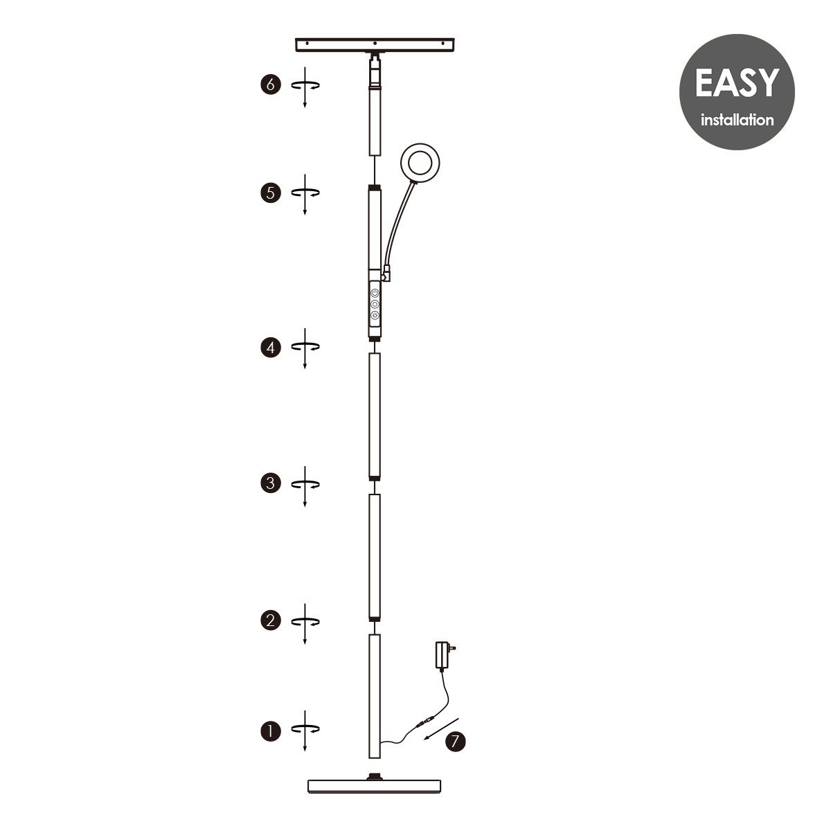 Led staande leeslamp - Moderne Zwart