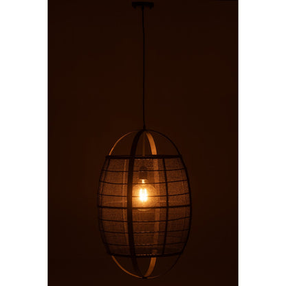 J-Line Hanglamp Ion Linnen/Bamboe Zwart Large