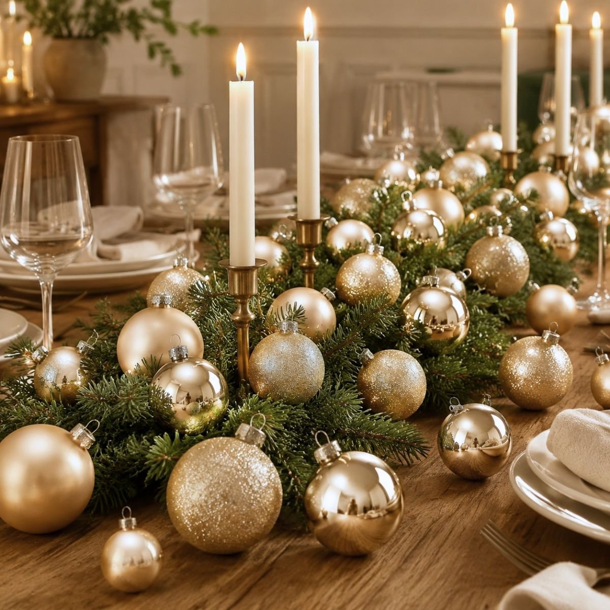 Kerstbal set 26 Glass baubles Champagne