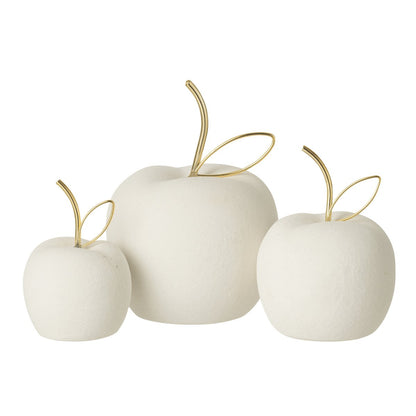 J-Line Set Van 3 Appel Zand Afwerking Porselein Wit/Goudkleurig