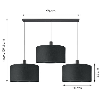 Hanglamp Canvas-Xxl Beam 3L - Zwart - 50cm