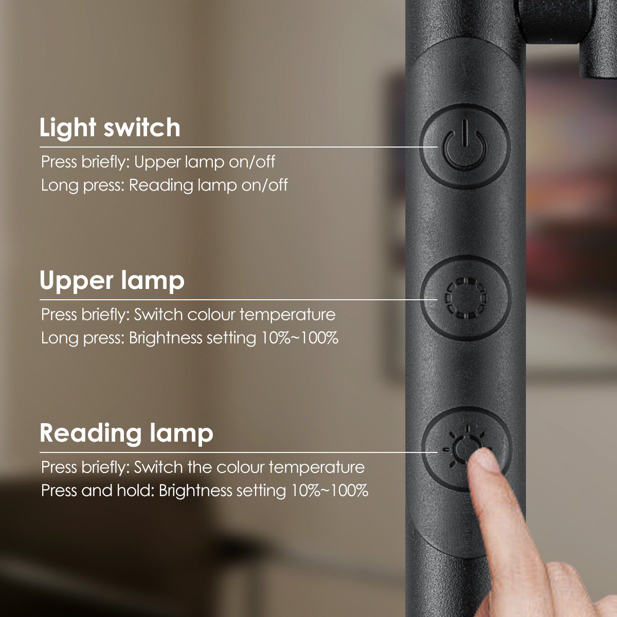 Led staande leeslamp - Moderne Zwart