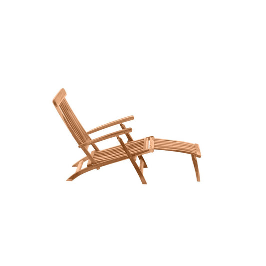 Ligstoel met voetensteun, teak
