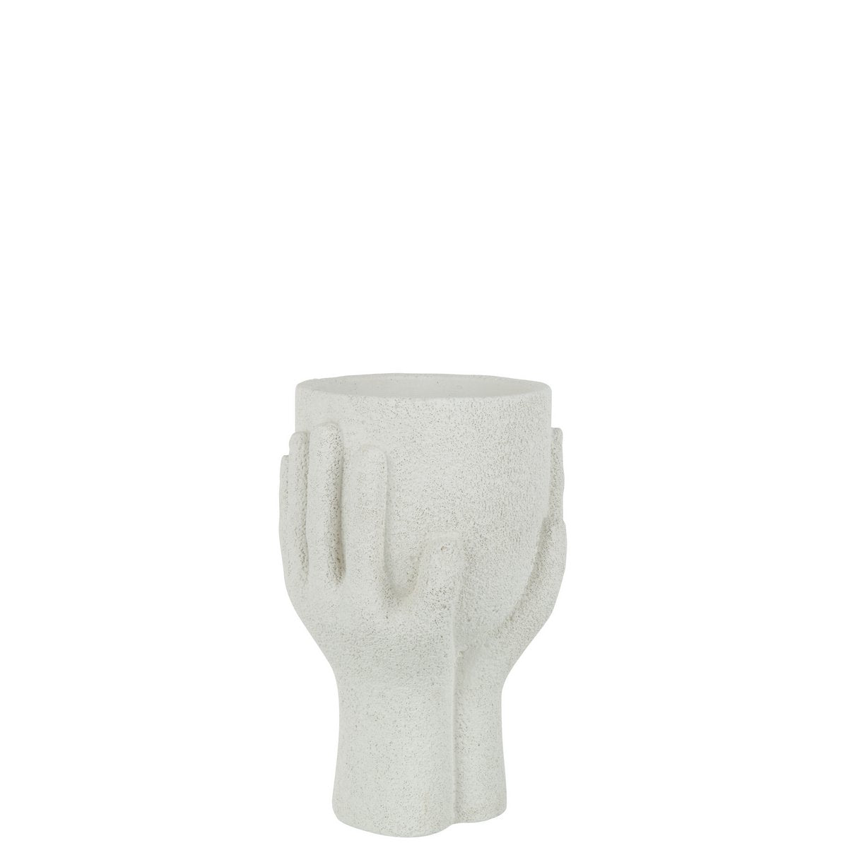 J-Line bloempot Handen - cement - wit - large - Ø 14 cm