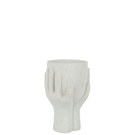 J-Line bloempot Handen - cement - wit - large - Ø 14 cm