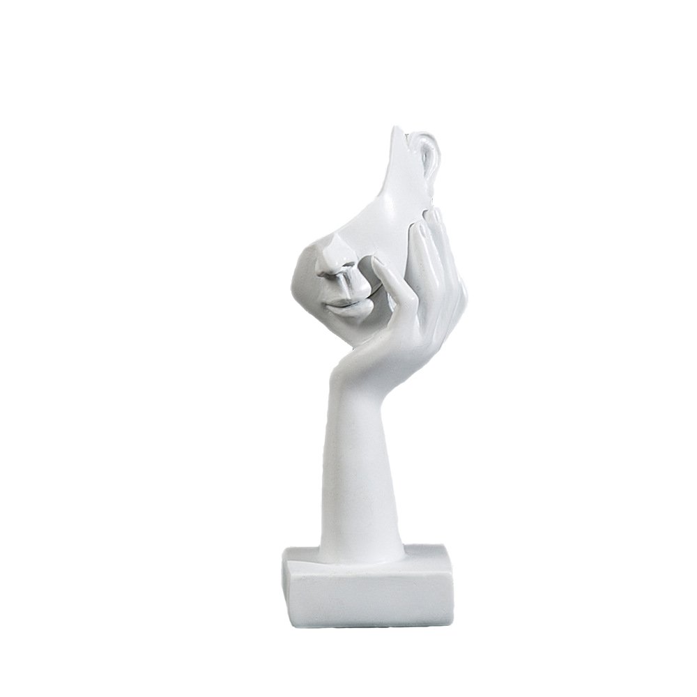 Decoratie Half gezicht in hand wit