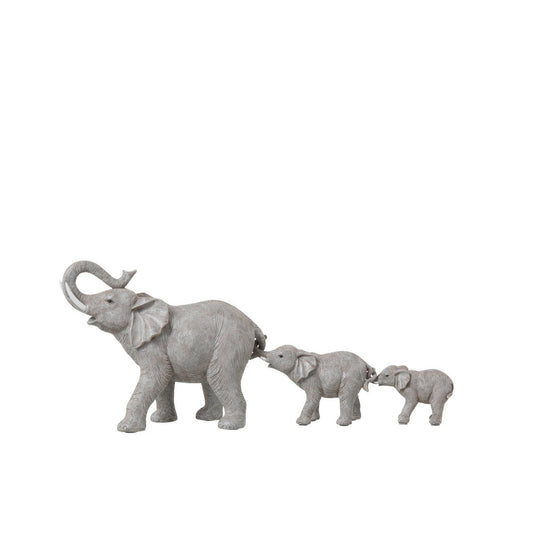 J-Line figuur Olifantenrij 3 - polyresin - grijs
