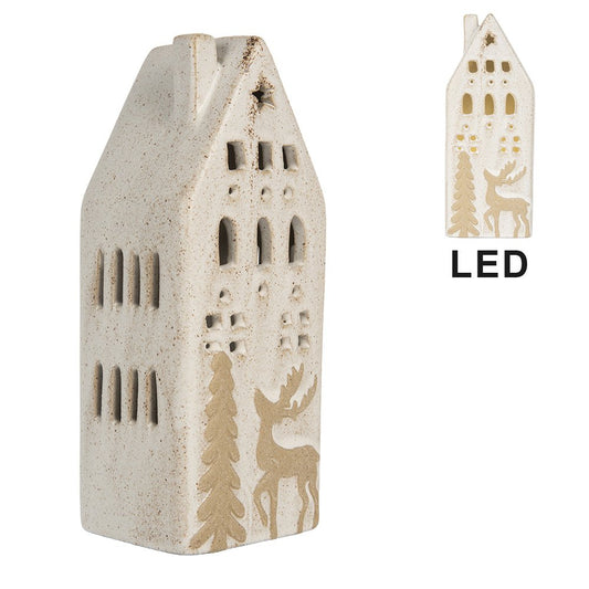 Decoratie huisje met LED 7x6x19 cm