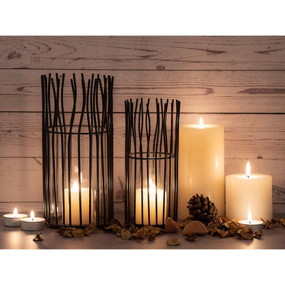 Kaarsenhouder set 2-delige teaight houder Wind Light Loft Black of Silver Candlestick Lanterns