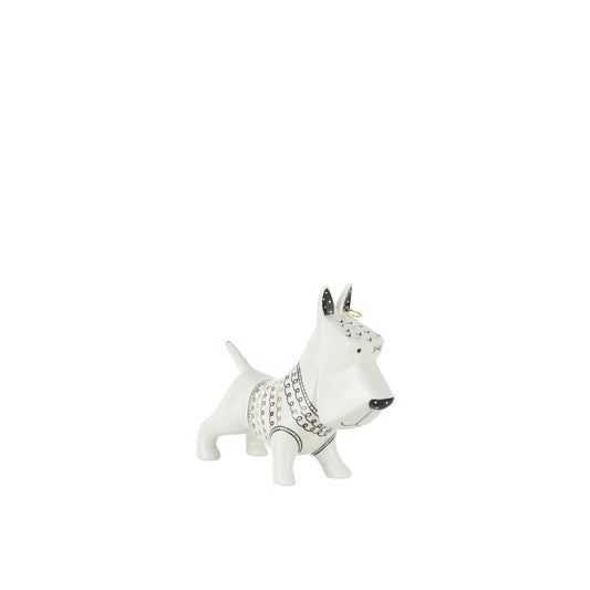 J-Line decoratie Hond Trui - keramiek - zwart/wit - medium