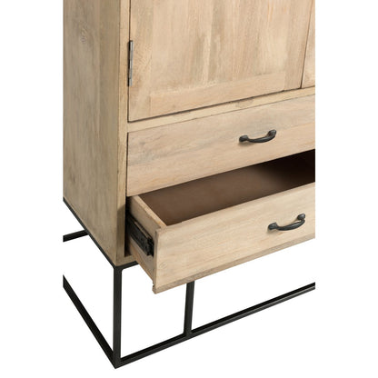 J-Line Kledingkast 3 deuren + 4 laden - hout - naturel