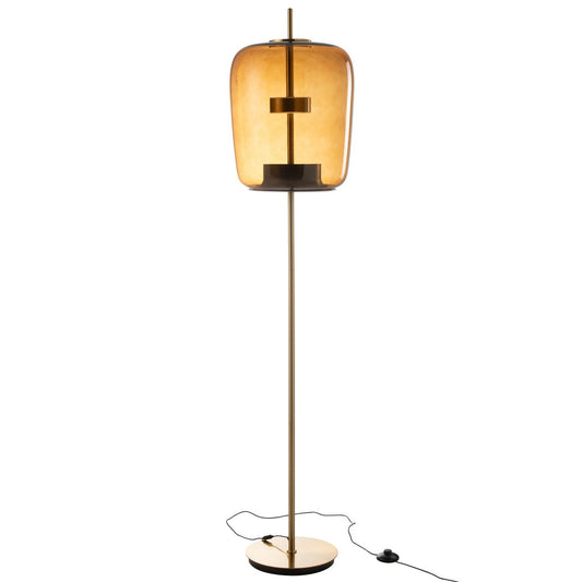 J-Line staanlamp - glas - bruin - LED lichtjes