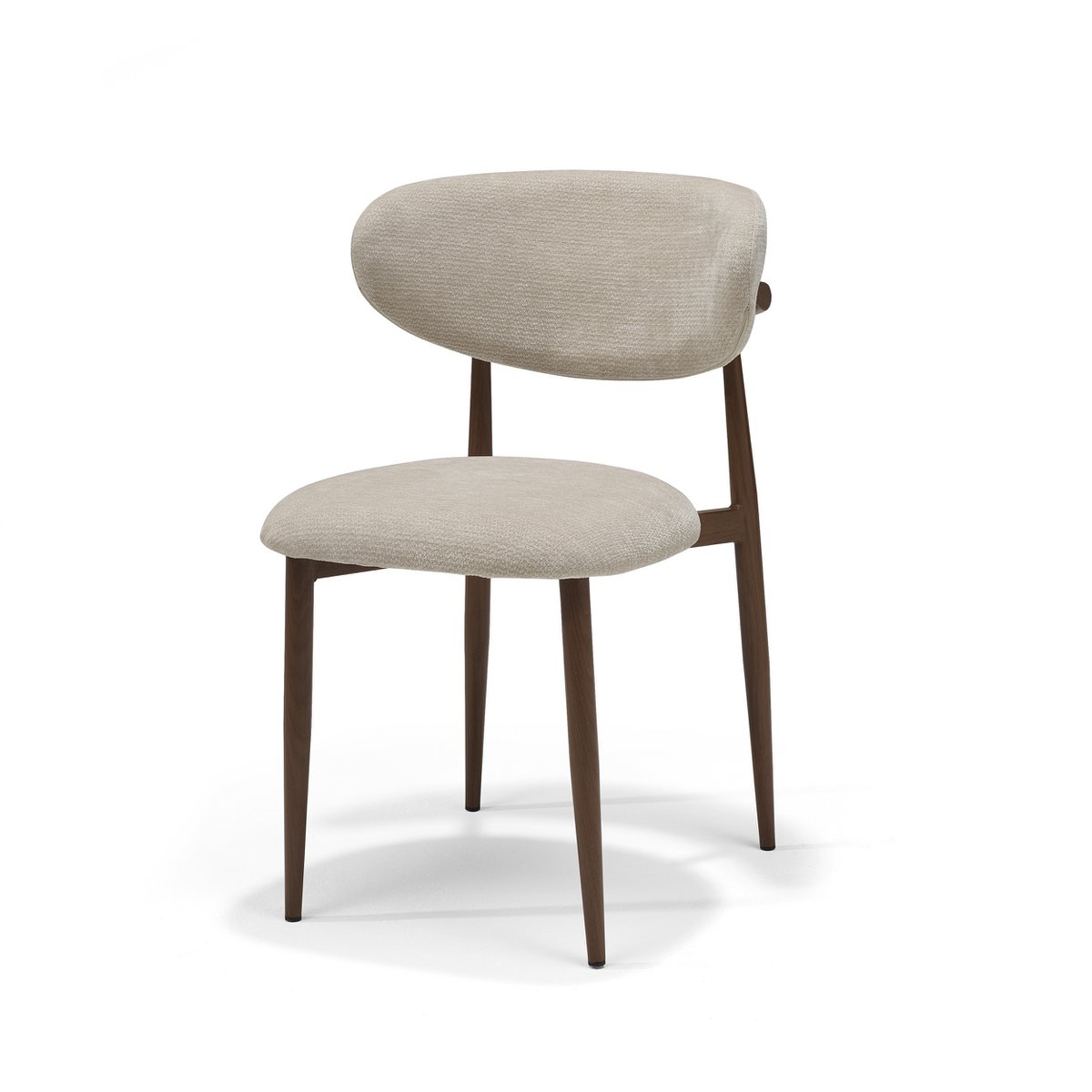 Dalton stoel Stof Vibe #06 Creme - Metaal frame Noten kleur