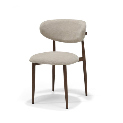 Dalton stoel Stof Vibe #06 Creme - Metaal frame Noten kleur