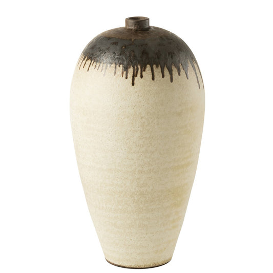 J-Line vaas Lombok - keramiek - beige/bruin - large - 72 cm hoog