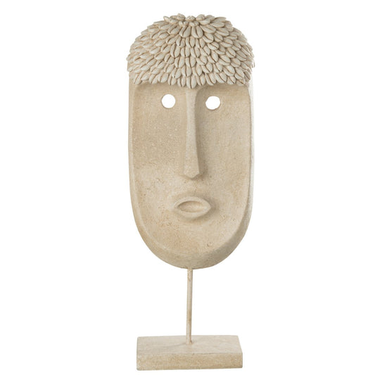 J-Line decoratie Gezicht Etnisch - steen/resine - beige - large