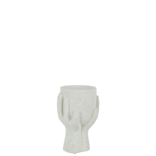 J-Line bloempot Handen - cement - wit - small - Ø 11 cm