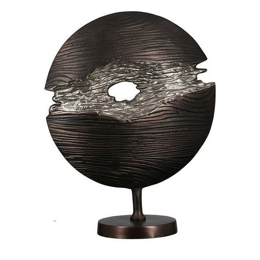 Aluminium sculptuur "Slice" wengékleurig H.40,5cm