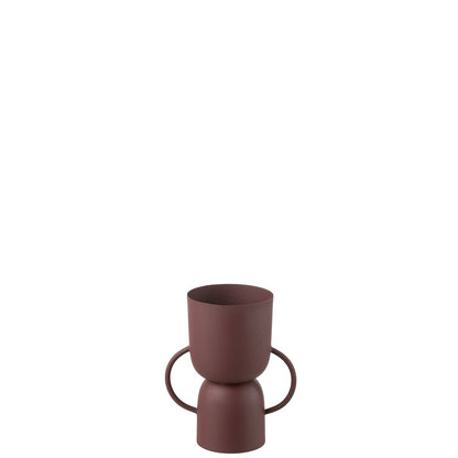 J-Line vaas Cup - ijzer - bordeaux - 23.5 cm hoog