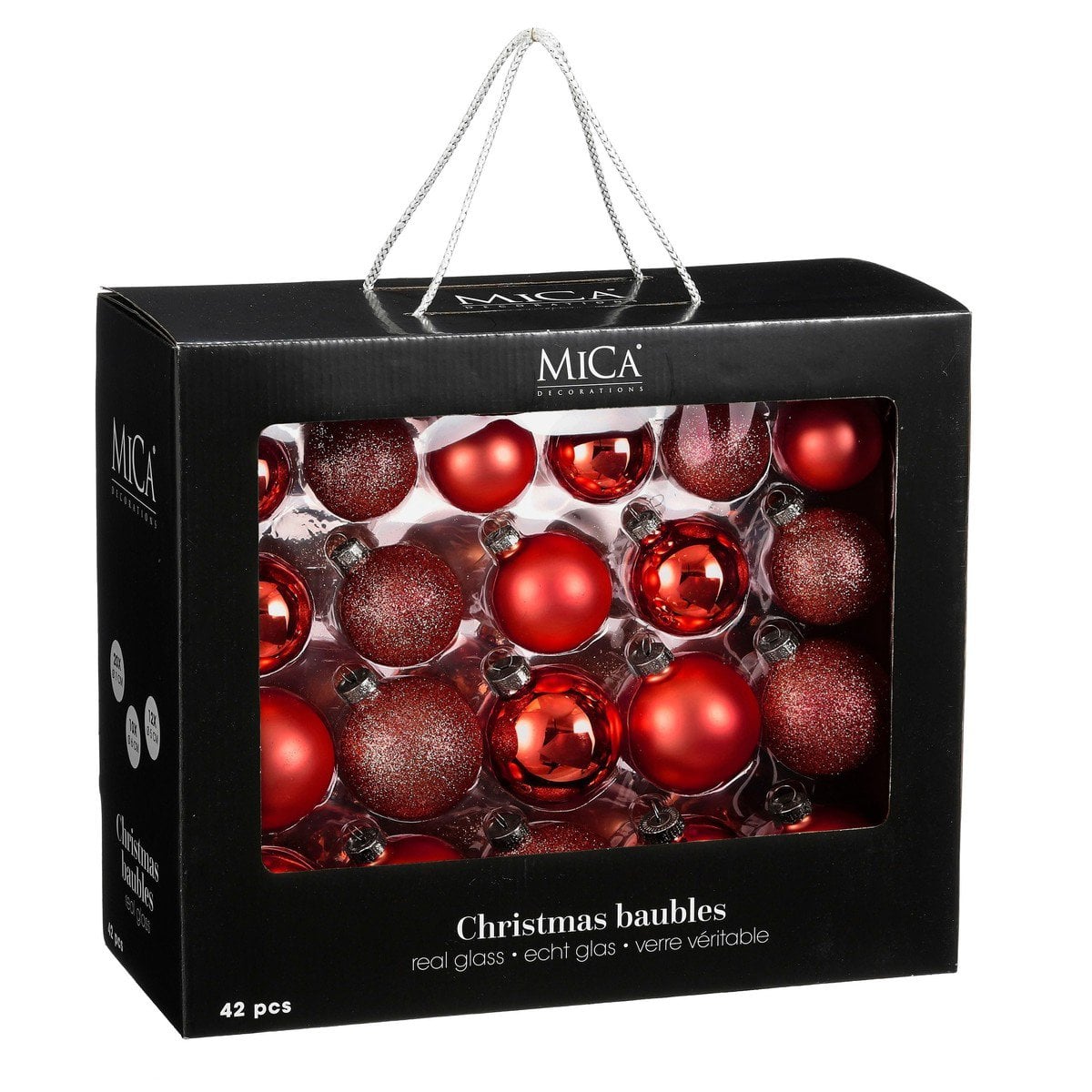 Kerstbal set 42 Glass baubles Rood