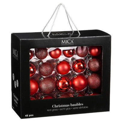 Kerstbal set 42 Glass baubles Rood