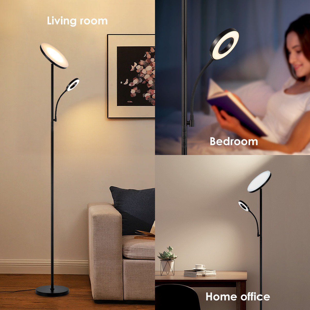 Led staande leeslamp - Moderne Zwart